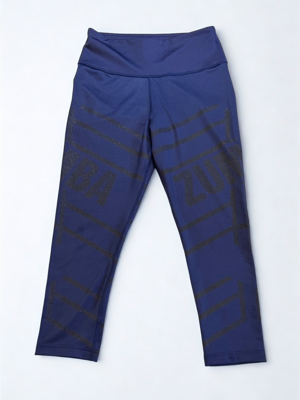 Zumba Fitness Women’s Dark Blue High-Waist Performance Capri Leggings size M 21”